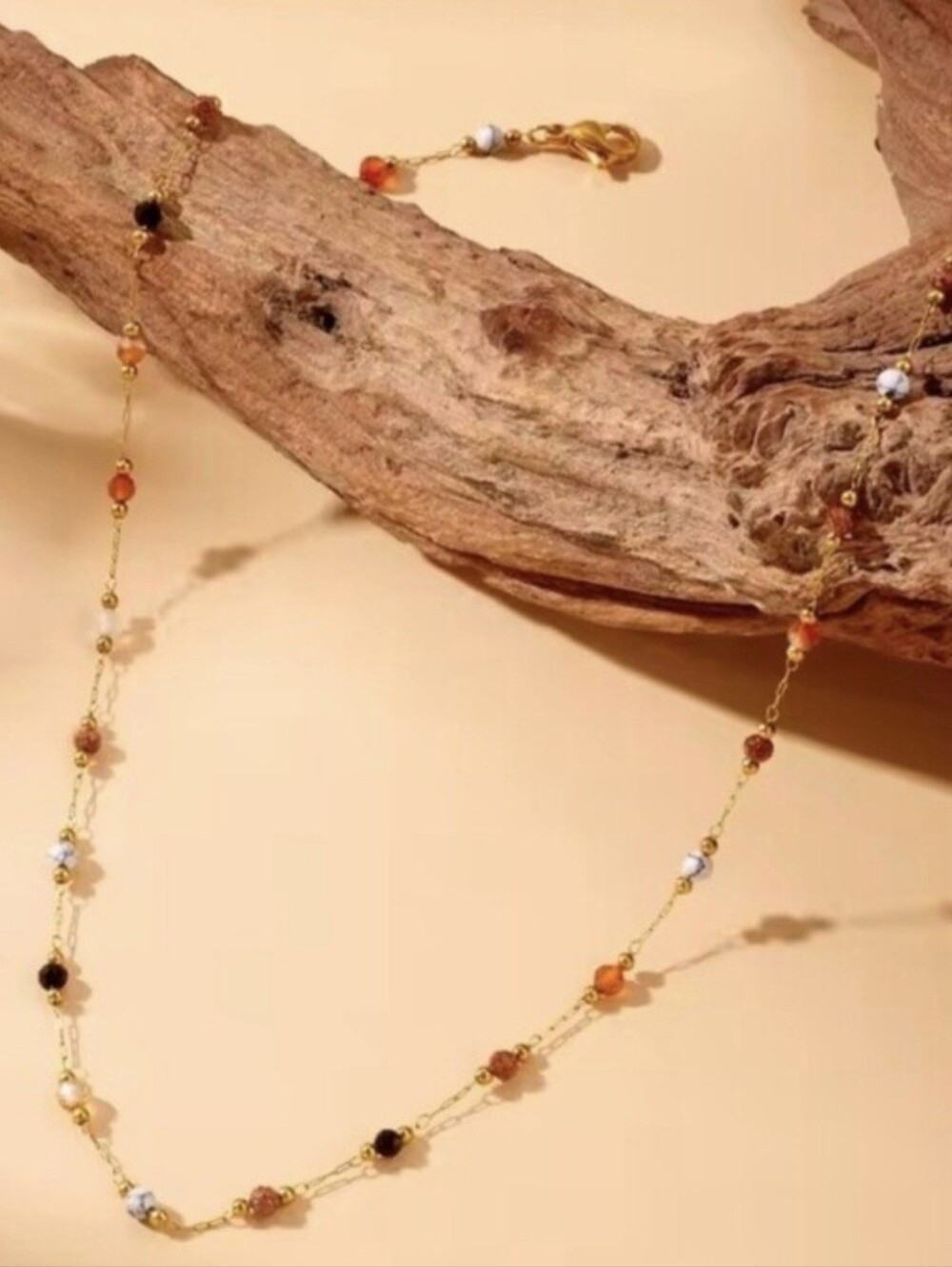 🎉🎉NEW🎉🎉 PRETTY!! Faceted Mini NATURAL STONES On A Micro Paperclip Necklac